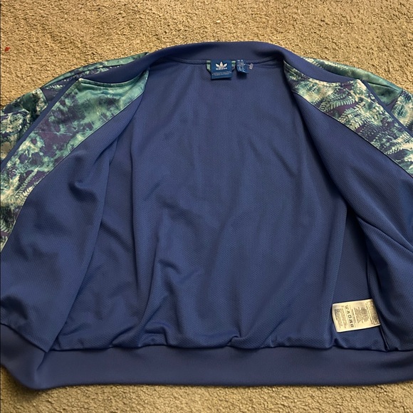 Adidas Womens Medium Bomber‎ Jacket Blue Abstract Floral Print - Picture 5 of 7